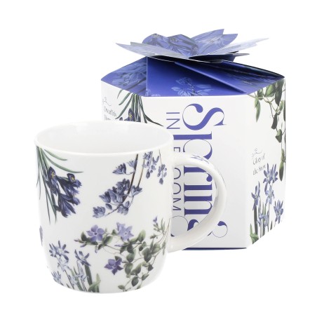 Mug con fiori blu in confezione regalo