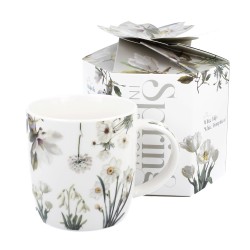 Mug con fiori bianchi in confezione regalo