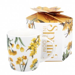 Mug con fiori gialli in confezione regalo