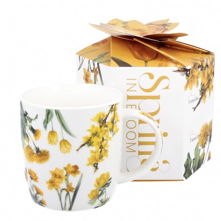Mug con fiori gialli in confezione regalo