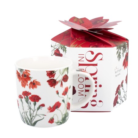 Mug con fiori rossi in confezione regalo